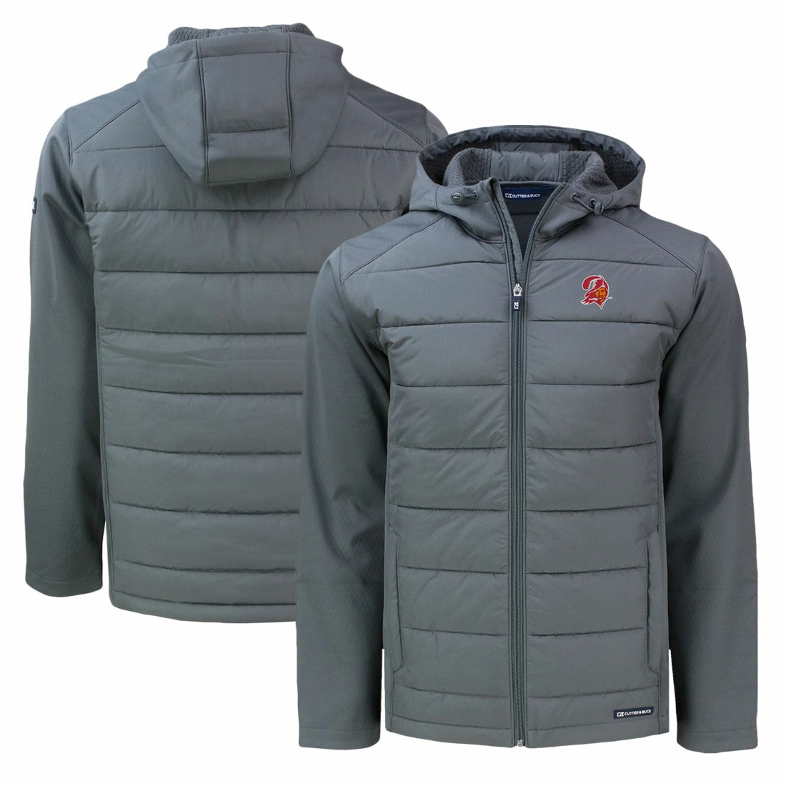 Tampa Bay Buccaneers  Cutter & Buck Throwback Evoke Hybrid Eco Softshell Recycled Full-Zip Hoodie Jacket