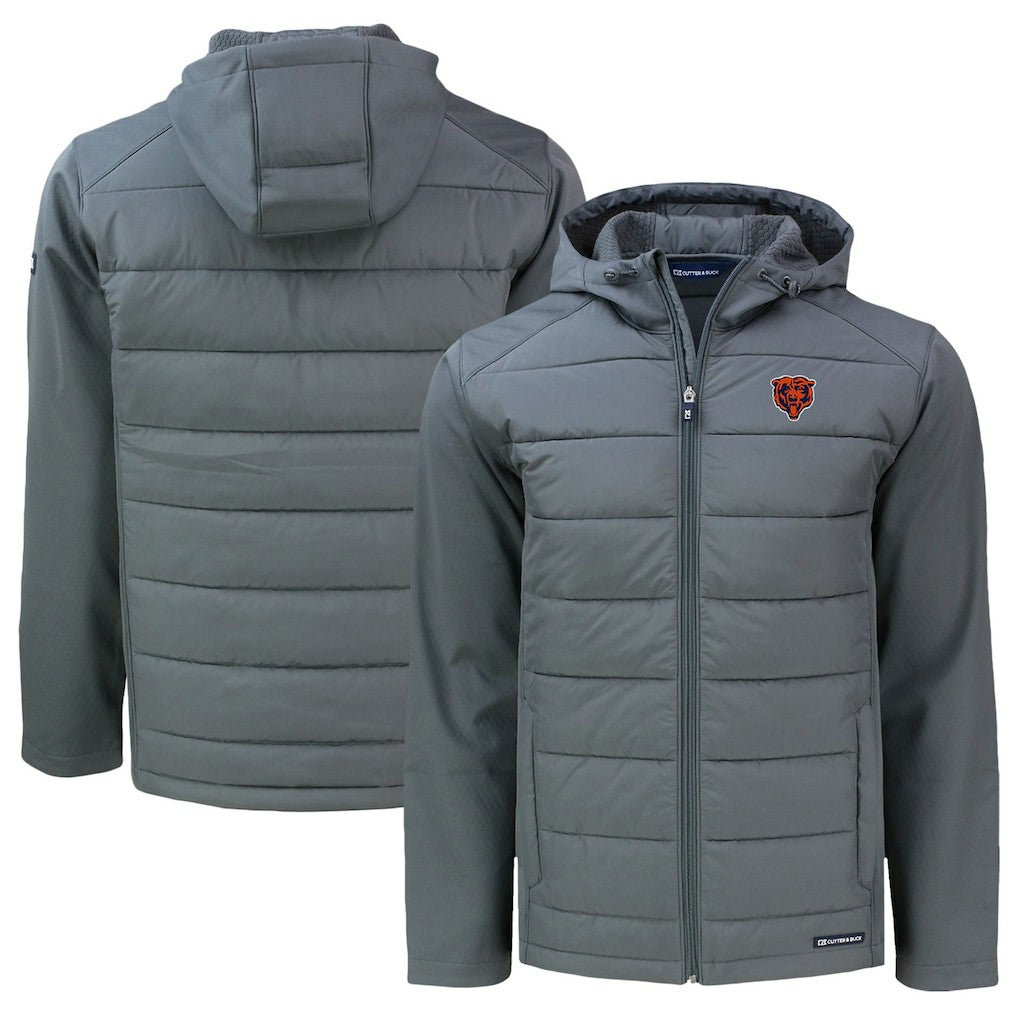 Chicago Bears  Cutter & Buck Throwback Big & Tall Evoke Hybrid Eco Softshell Recycled Full-Zip Jacket