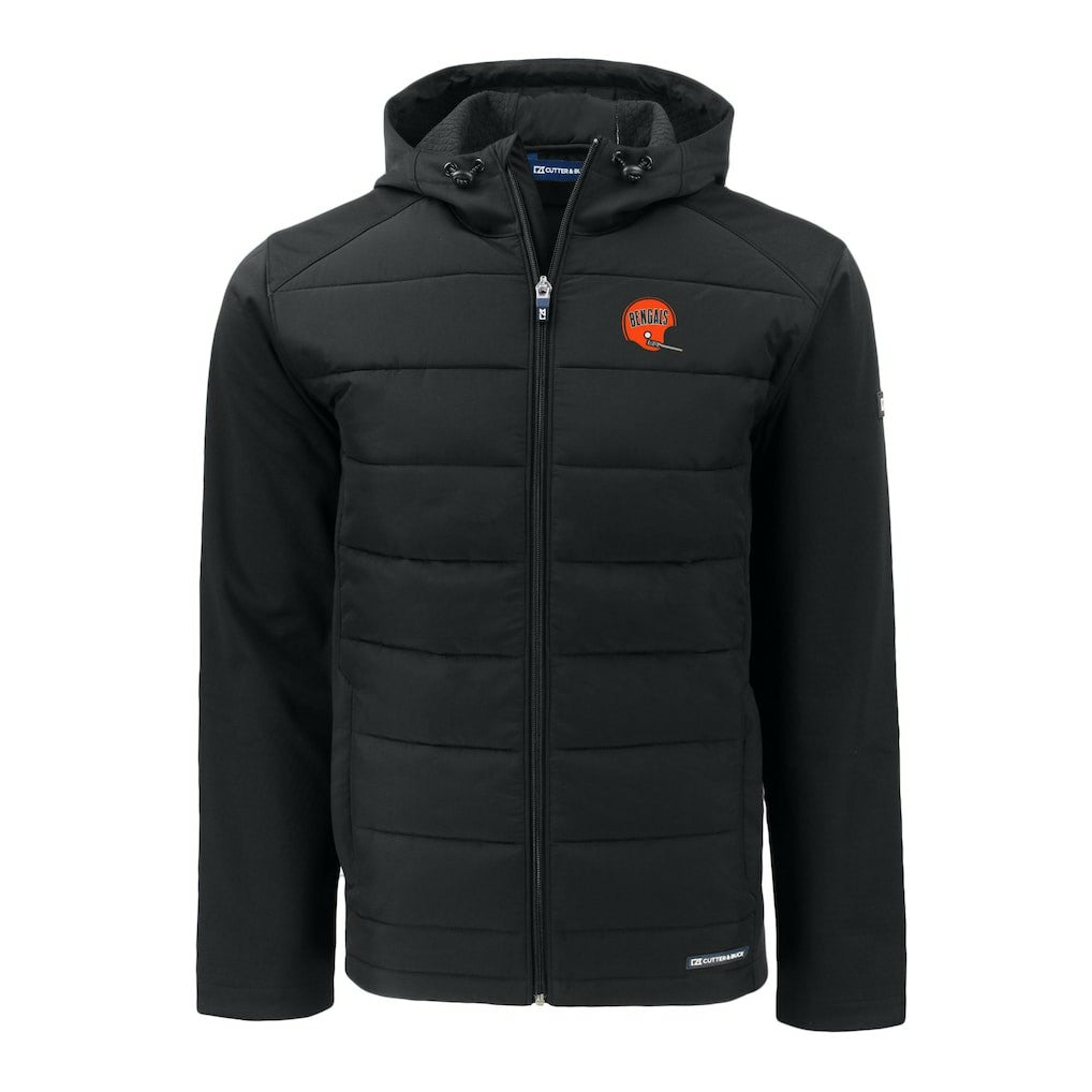 Cincinnati Bengals  Cutter & Buck Throwback Big & Tall Evoke Hybrid Eco Softshell Recycled Full-Zip Jacket