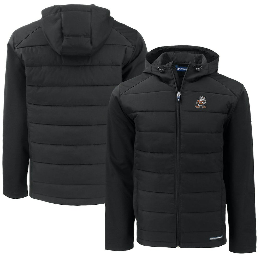 Cleveland Browns  Cutter & Buck Throwback Big & Tall Evoke Hybrid Eco Softshell Recycled Full-Zip Jacket
