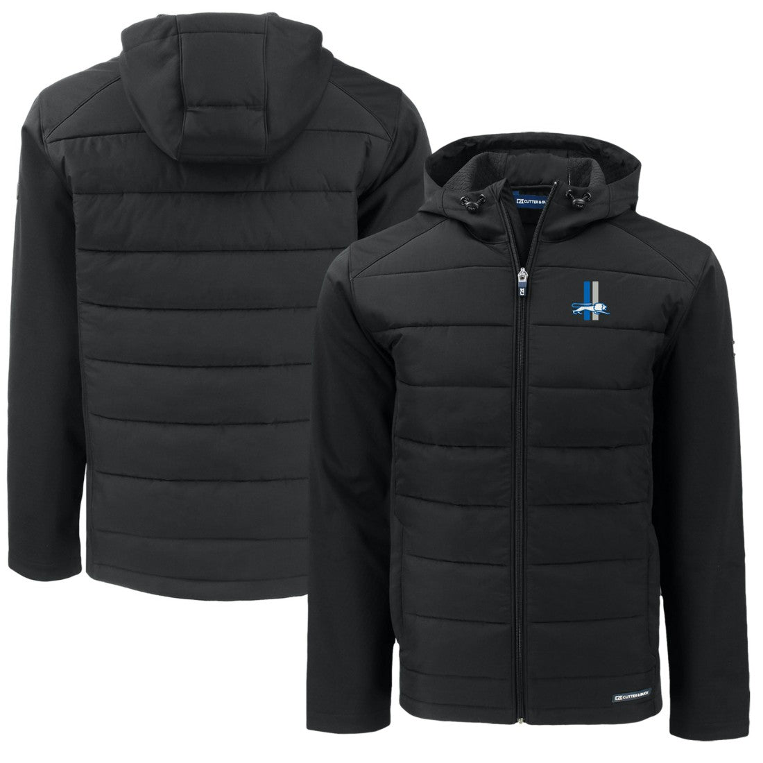 Detroit Lions  Cutter & Buck Throwback Big & Tall Evoke Hybrid Eco Softshell Recycled Full-Zip Jacket