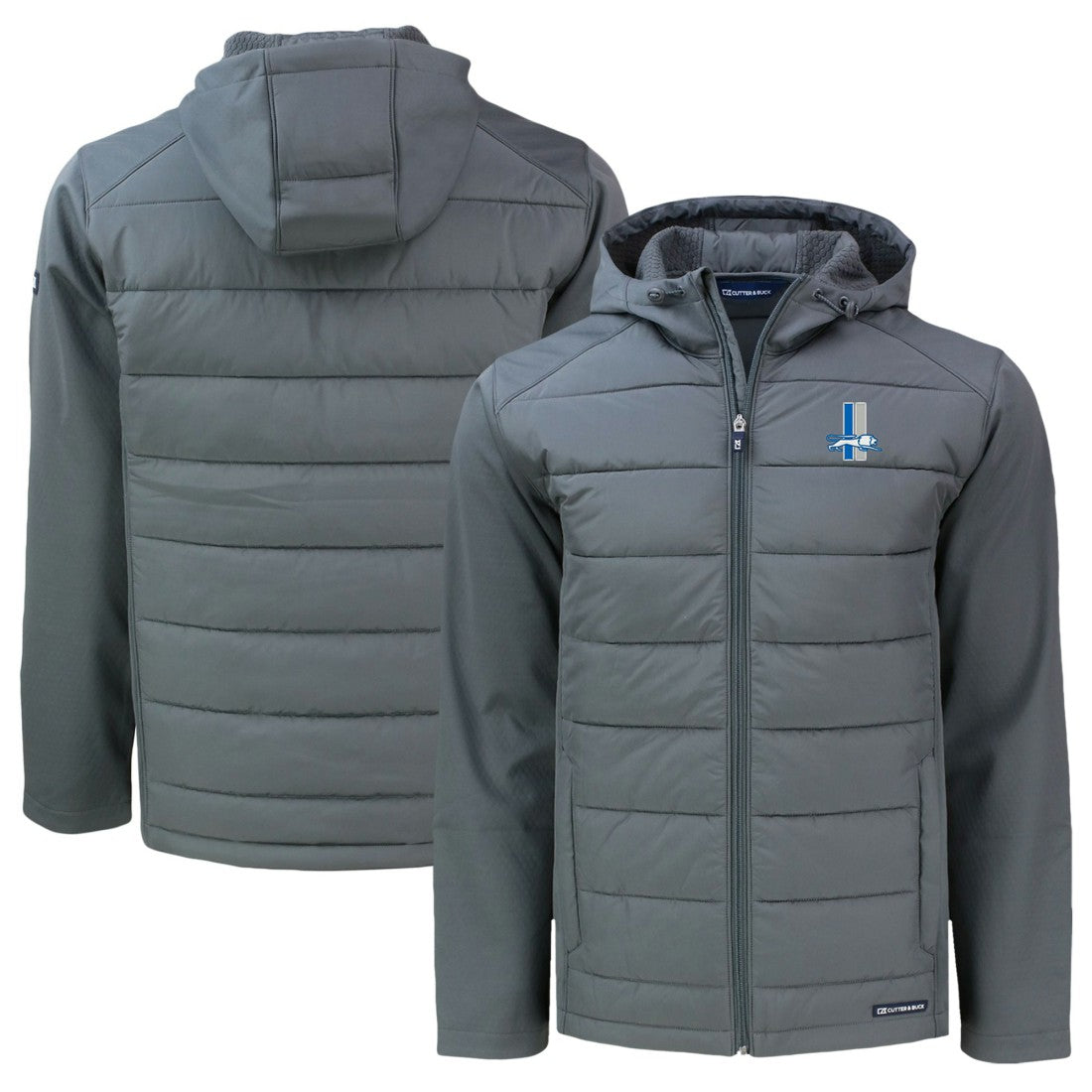 Detroit Lions  Cutter & Buck Throwback Big & Tall Evoke Hybrid Eco Softshell Recycled Full-Zip Hoodie