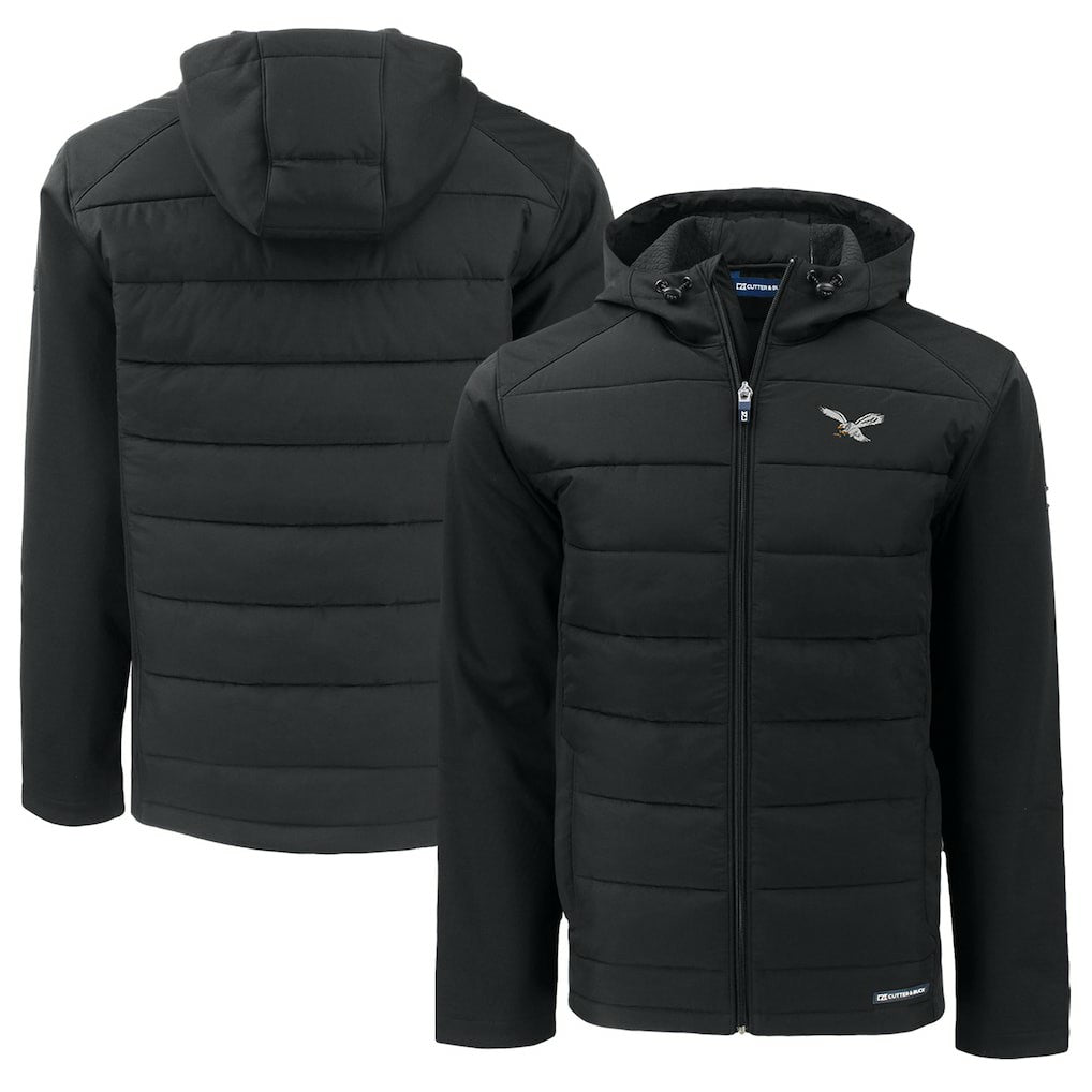 Philadelphia Eagles  Cutter & Buck Throwback Big & Tall Evoke Hybrid Eco Softshell Recycled Full-Zip Hoodie
