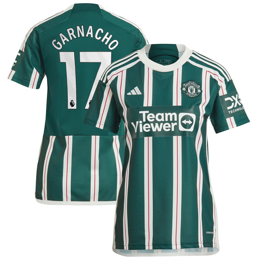Alejandro Garnacho Manchester United Women's 2023/24 Away Replica Player Jersey – Green - Adidas