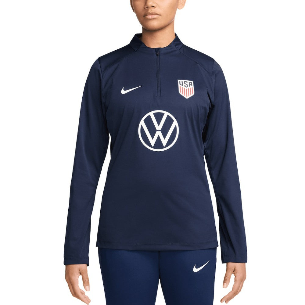 USMNT Women's 2024 Strike Drill Performance Quarter-Zip Pullover Top Navy - Nike