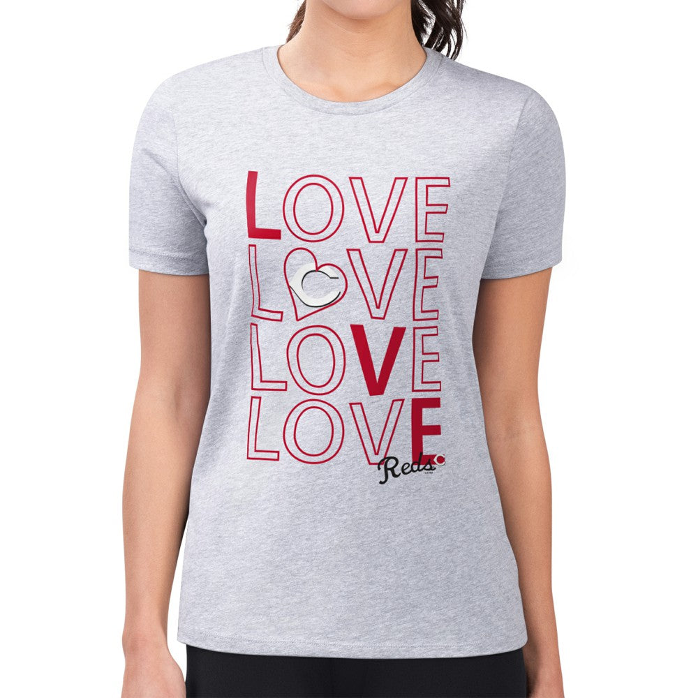 Cincinnati Reds G-III 4Her by Carl Banks Women's Super-Slim Fit Lightweight Love Graphic Team T-Shirt | MLB New