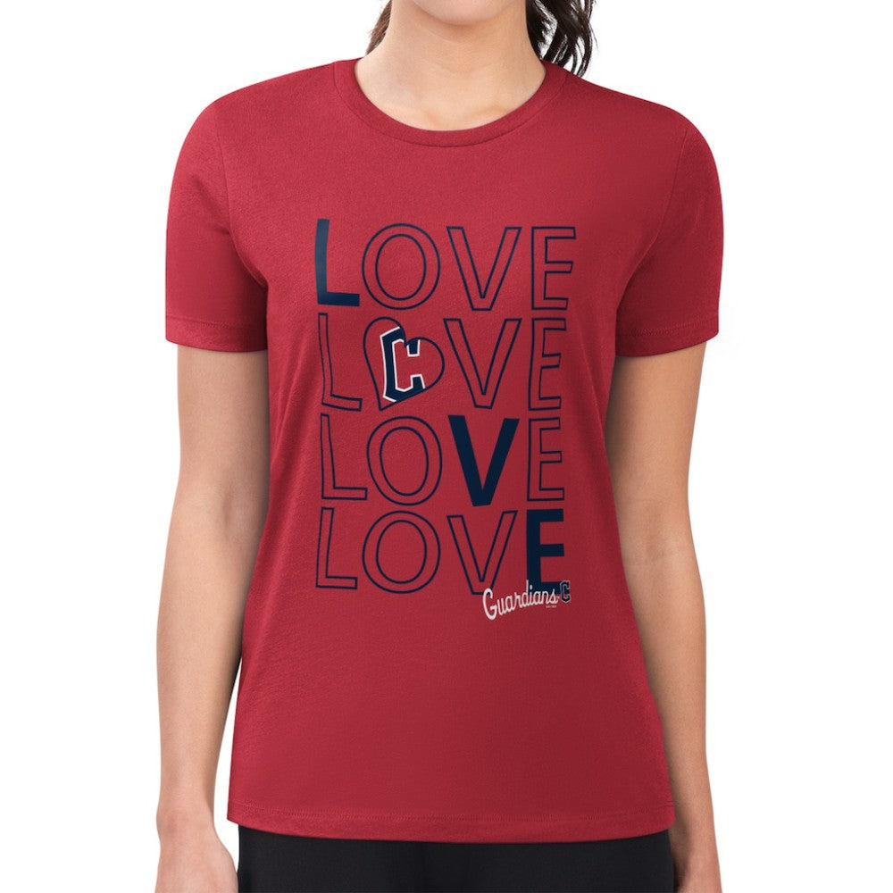 Cleveland Guardians G-III 4Her by Carl Banks Women's Super-Slim Fit Lightweight Love Graphic Team T-Shirt | MLB On Sale