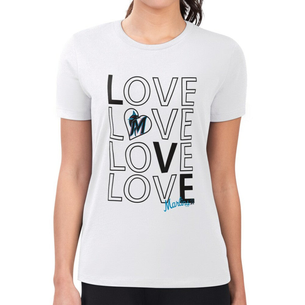 Miami Marlins G-III 4Her by Carl Banks Women's Super-Slim Fit Lightweight Love Graphic Team T-Shirt | MLB Outlet