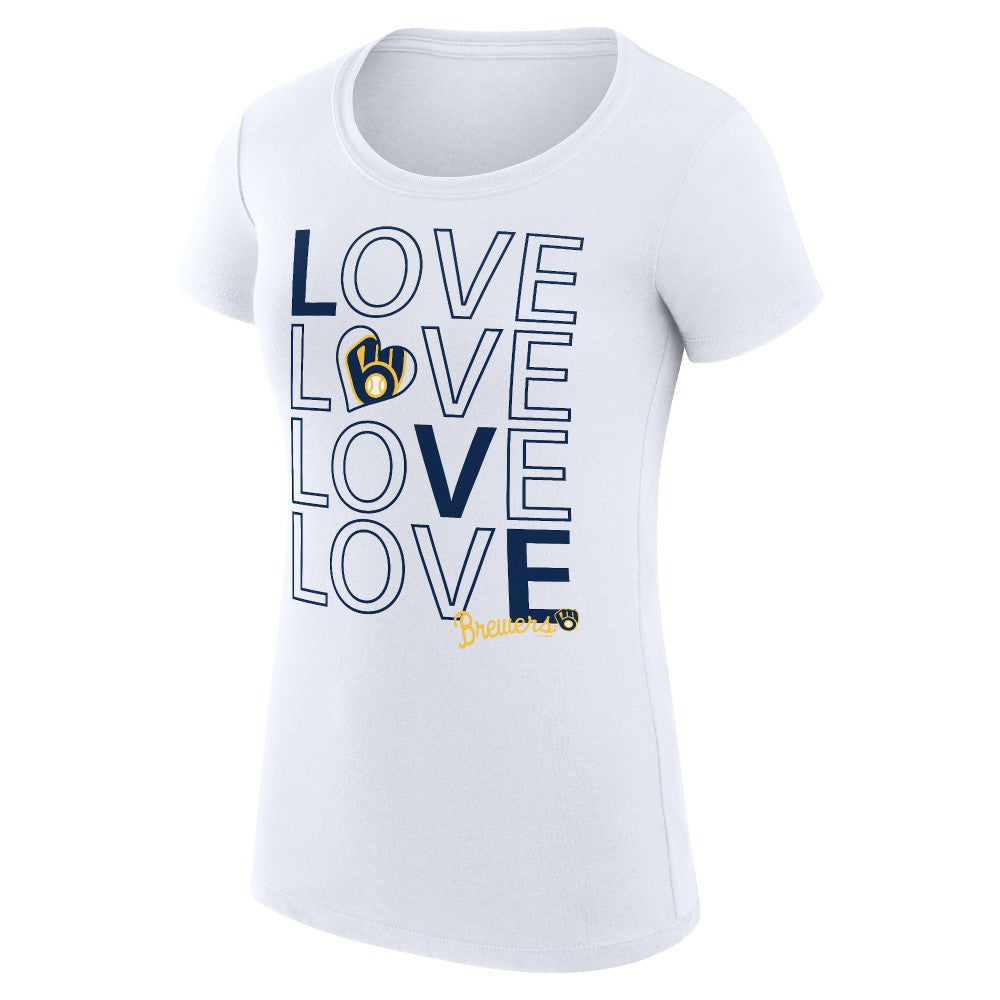 Milwaukee Brewers G-III 4Her by Carl Banks Women's Super-Slim Fit Lightweight Love Graphic Team T-Shirt | MLB New