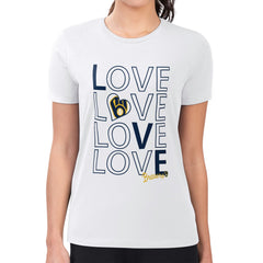 Milwaukee Brewers G-III 4Her by Carl Banks Women's Super-Slim Fit Lightweight Love Graphic Team T-Shirt | MLB New
