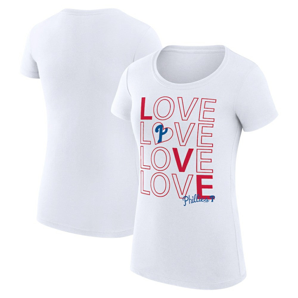 Philadelphia Phillies G-III 4Her by Carl Banks Women's Super-Slim Fit Lightweight Love Graphic Team T-Shirt | MLB New