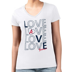 Atlanta Braves G-III 4Her by Carl Banks Women's Super-Slim Fit Lightweight Love Graphic Team V-Neck T-Shirt | MLB Online