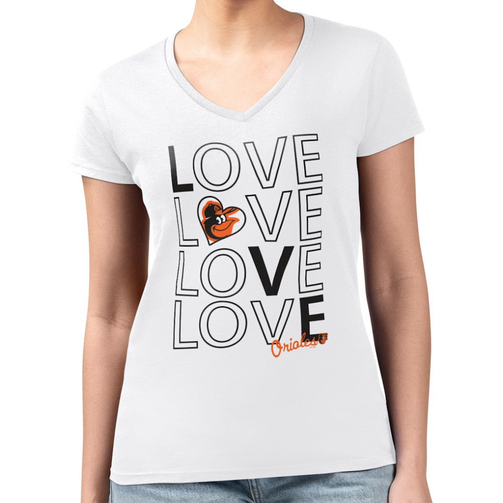 Baltimore Orioles G-III 4Her by Carl Banks Women's Super-Slim Fit Lightweight Love Graphic Team V-Neck T-Shirt | MLB Near me