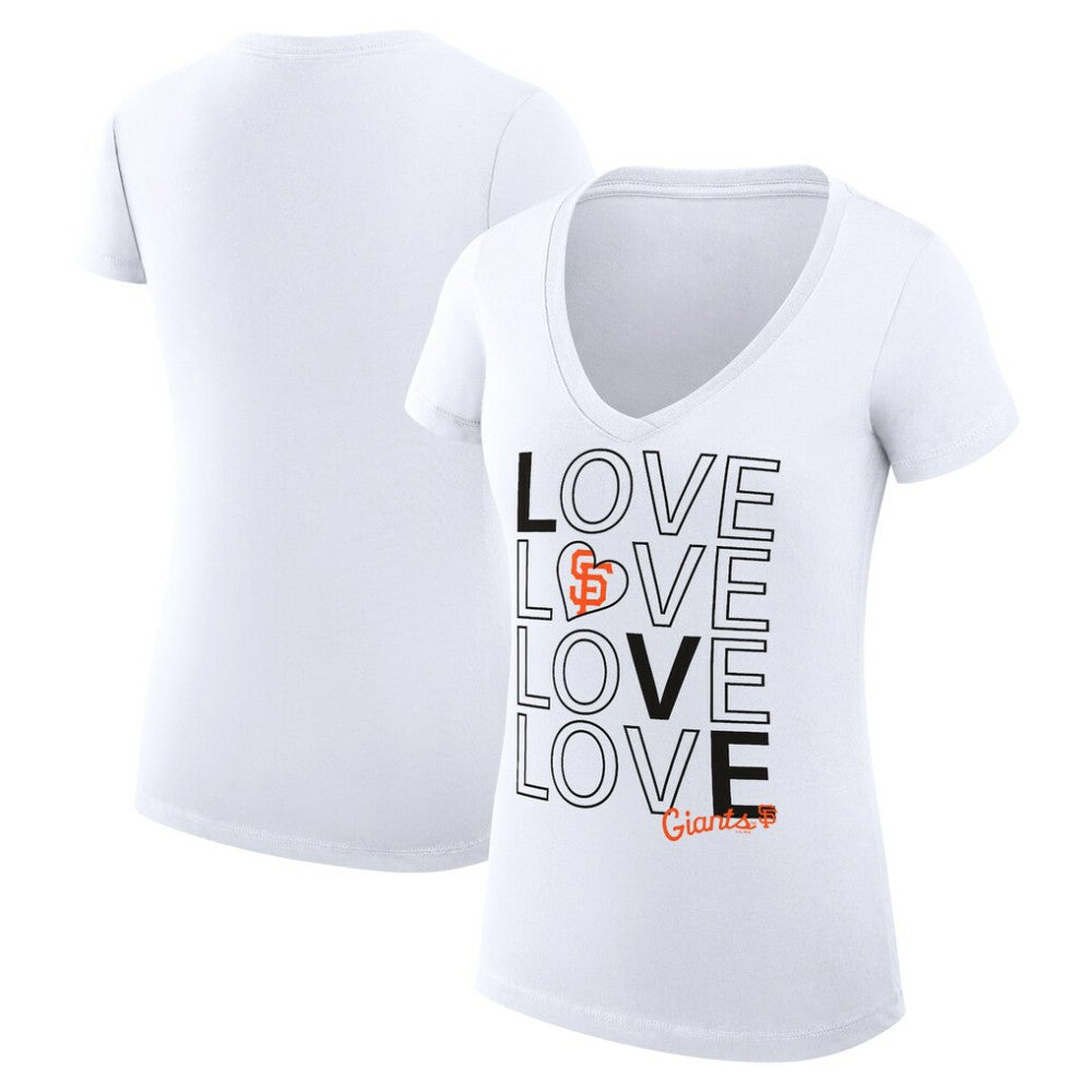 San Francisco Giants G-III 4Her by Carl Banks Women's Super-Slim Fit Lightweight Love Graphic Team V-Neck T-Shirt | MLB New