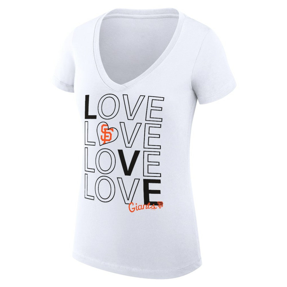 San Francisco Giants G-III 4Her by Carl Banks Women's Super-Slim Fit Lightweight Love Graphic Team V-Neck T-Shirt | MLB New