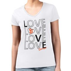 San Francisco Giants G-III 4Her by Carl Banks Women's Super-Slim Fit Lightweight Love Graphic Team V-Neck T-Shirt | MLB New