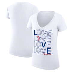 Texas Rangers G-III 4Her by Carl Banks Women's Super-Slim Fit Lightweight Love Graphic Team V-Neck T-Shirt | MLB On Sale