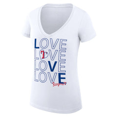 Texas Rangers G-III 4Her by Carl Banks Women's Super-Slim Fit Lightweight Love Graphic Team V-Neck T-Shirt | MLB On Sale