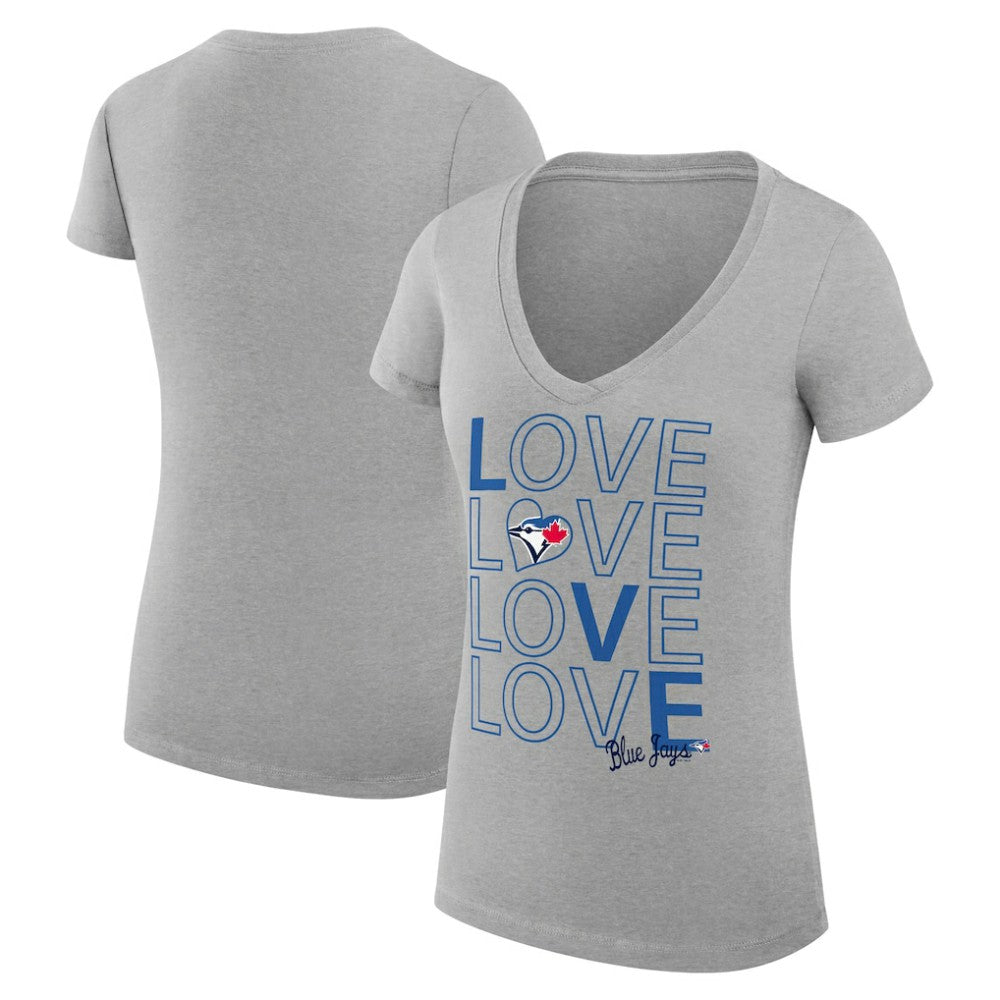 Toronto Blue Jays G-III 4Her by Carl Banks Women's Super-Slim Fit Lightweight Love Graphic Team V-Neck T-Shirt | MLB For sale