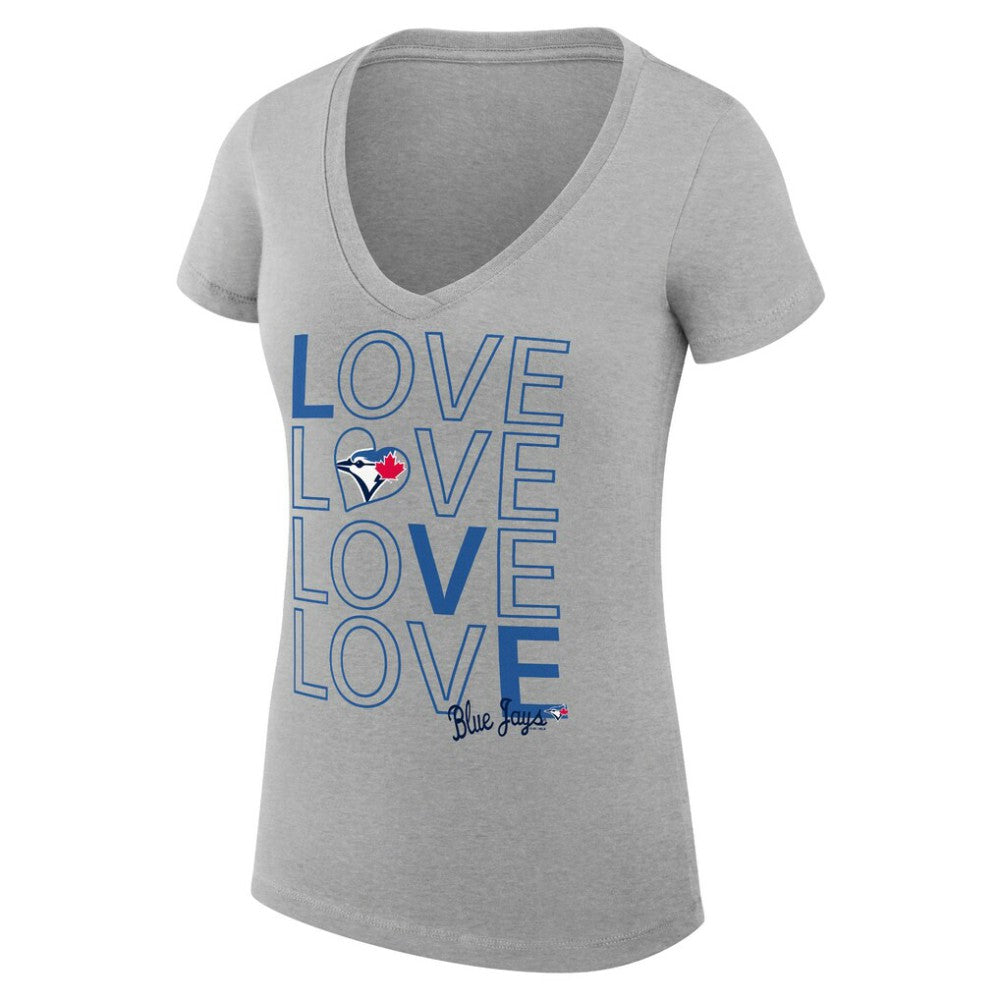 Toronto Blue Jays G-III 4Her by Carl Banks Women's Super-Slim Fit Lightweight Love Graphic Team V-Neck T-Shirt | MLB For sale