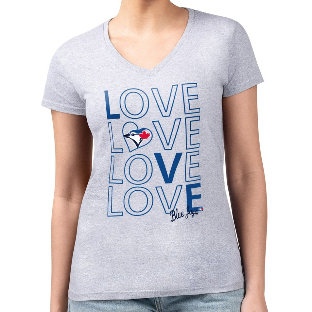 Toronto Blue Jays G-III 4Her by Carl Banks Women's Super-Slim Fit Lightweight Love Graphic Team V-Neck T-Shirt | MLB For sale
