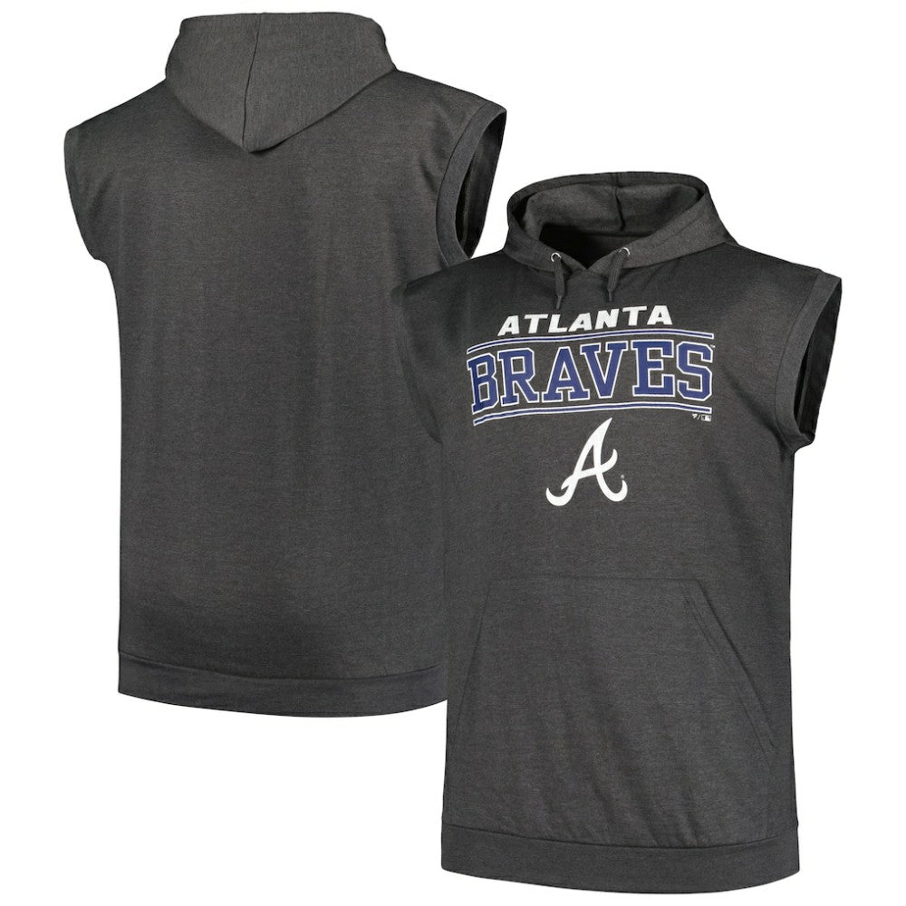 Atlanta Braves Profile Big & Tall Muscle Sleeveless Pullover Hoodie | MLB Outlet