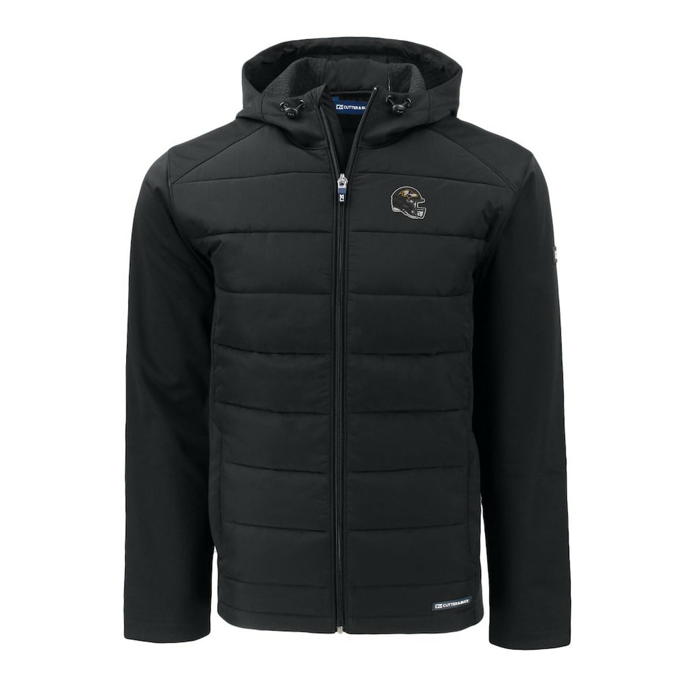 Baltimore Ravens  Cutter & Buck Helmet Evoke Hybrid Eco Softshell Recycled Full-Zip Hoodie Jacket