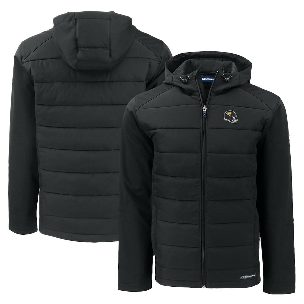Jacksonville Jaguars  Cutter & Buck Helmet Evoke Hybrid Eco Softshell Recycled Full-Zip Hoodie Jacket
