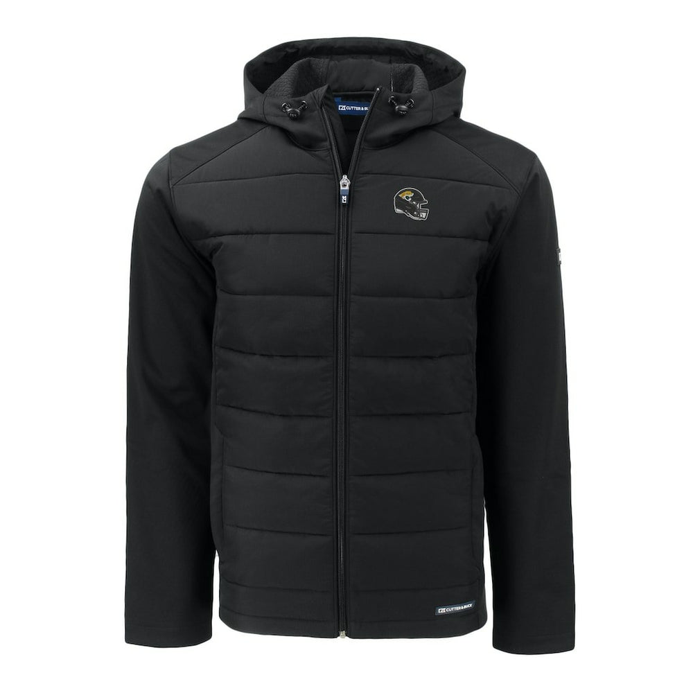 Jacksonville Jaguars  Cutter & Buck Helmet Evoke Hybrid Eco Softshell Recycled Full-Zip Hoodie Jacket