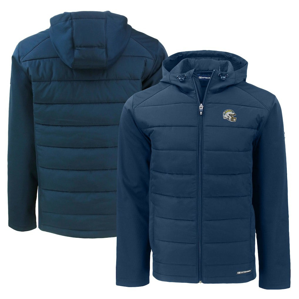 Los Angeles Chargers  Cutter & Buck Helmet Evoke Hybrid Eco Softshell Recycled Full-Zip Hoodie Jacket