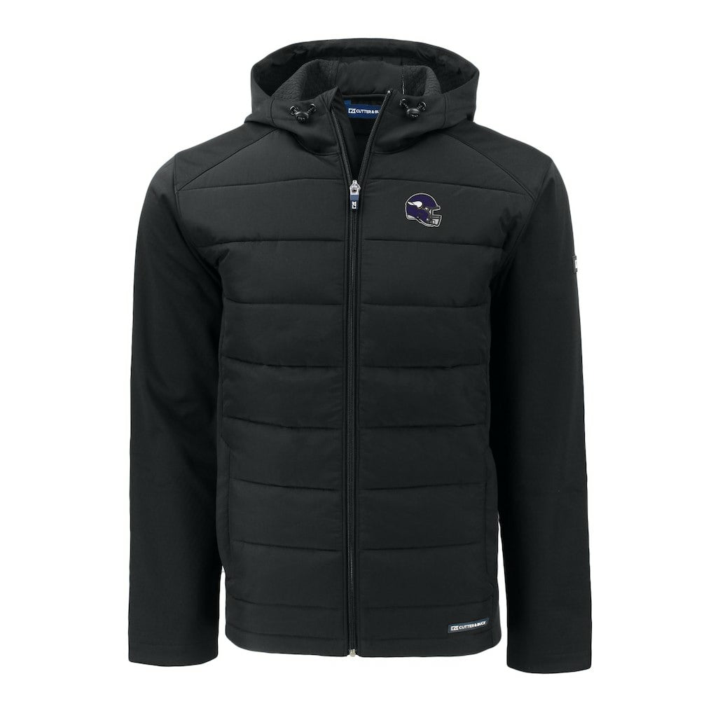 Minnesota Vikings  Cutter & Buck Helmet Evoke Hybrid Eco Softshell Recycled Full-Zip Hoodie Jacket