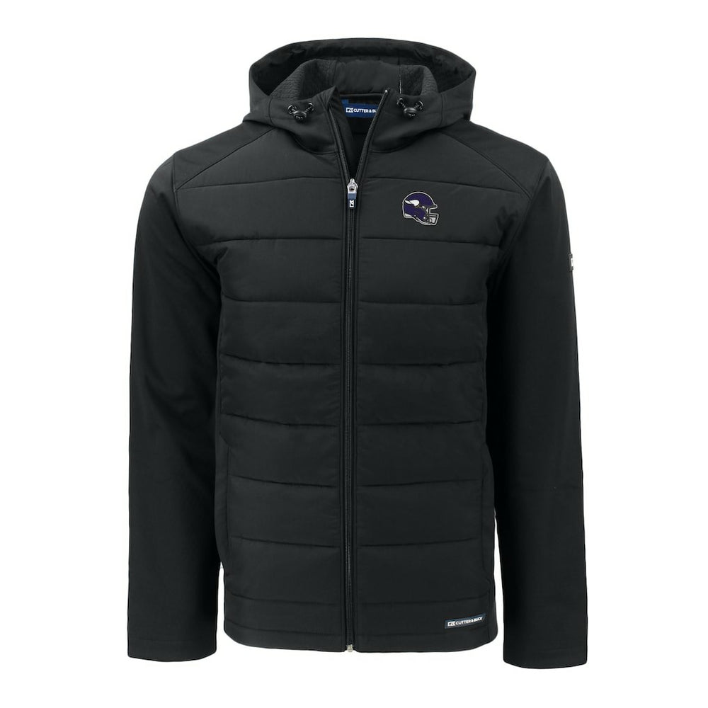 Minnesota Vikings  Cutter & Buck Helmet Evoke Hybrid Eco Softshell Recycled Full-Zip Hoodie Jacket