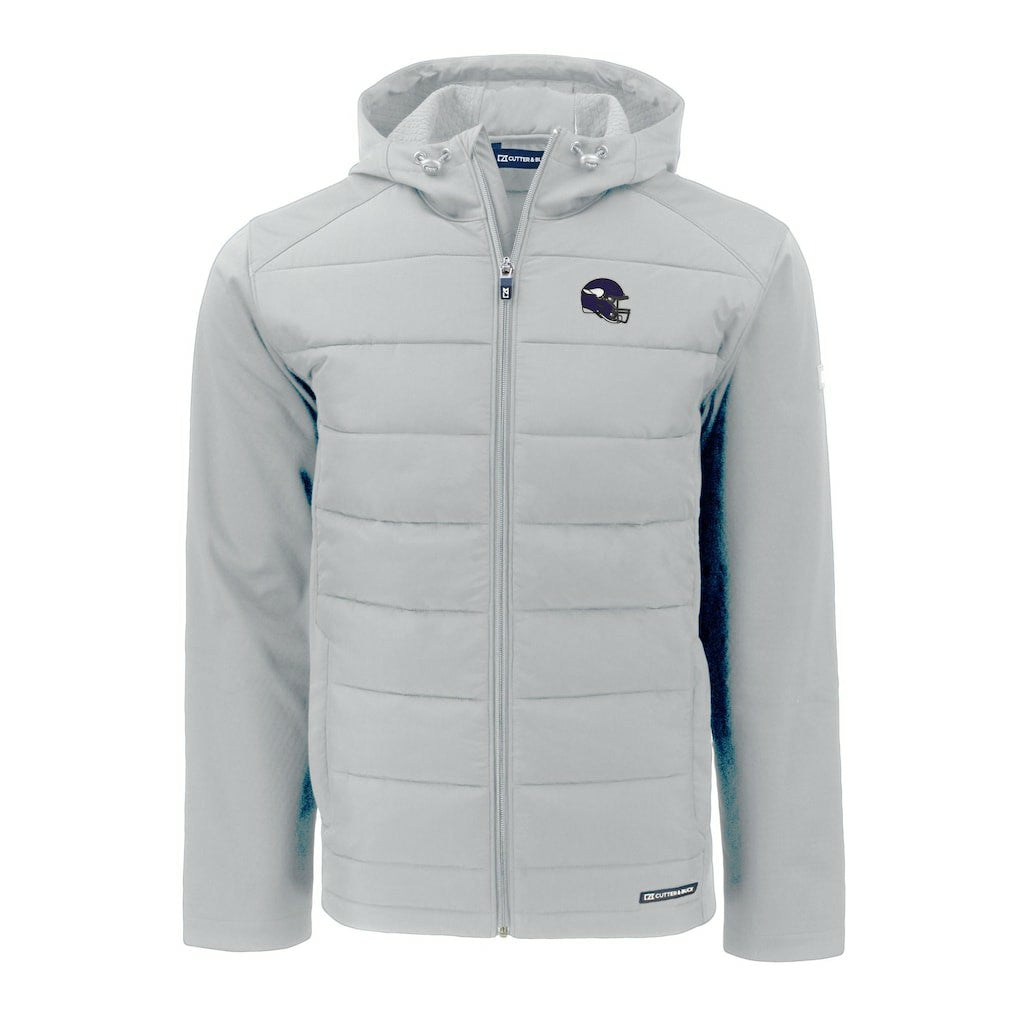 Minnesota Vikings  Cutter & Buck Helmet Evoke Hybrid Eco Softshell Recycled Full-Zip Hoodie Jacket