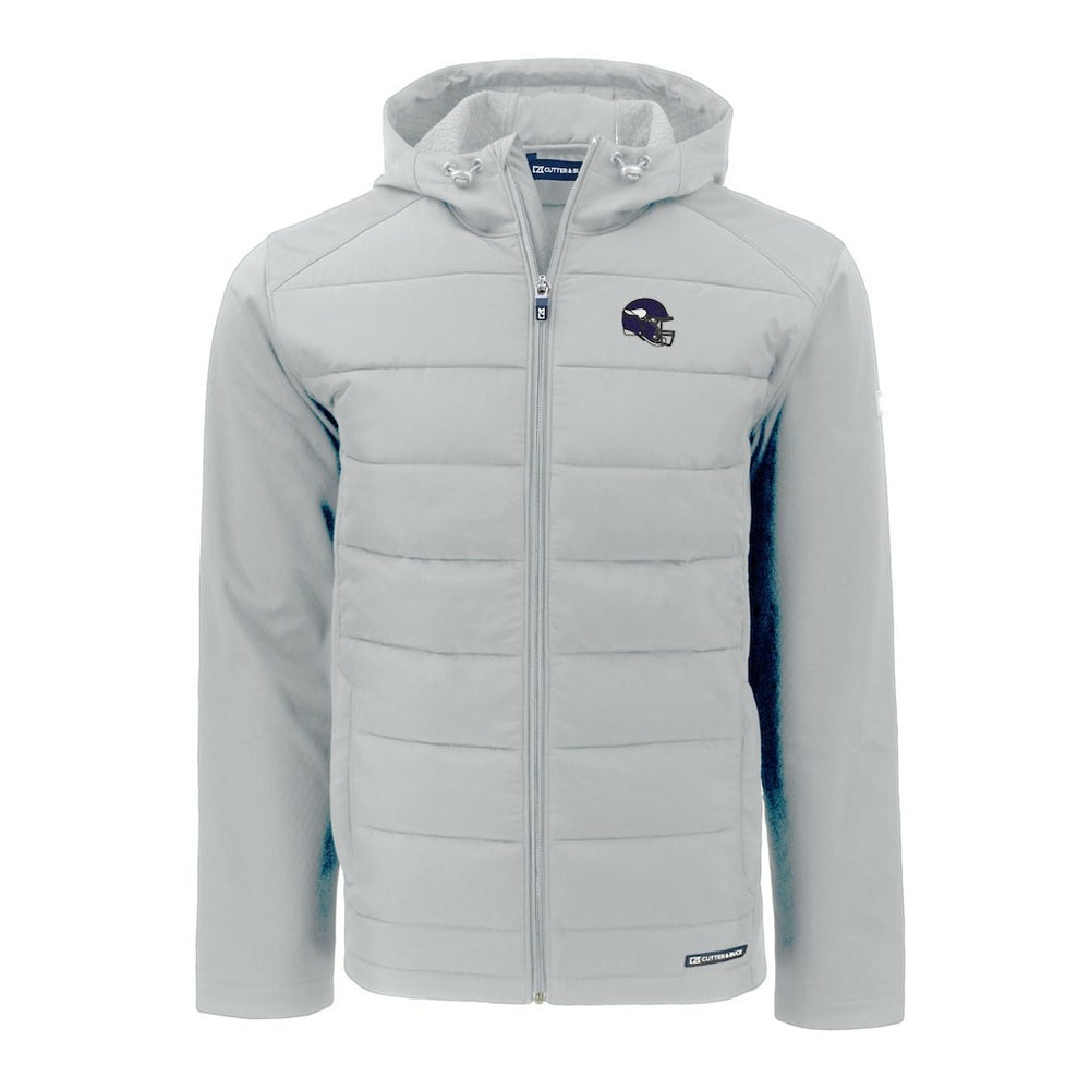 Minnesota Vikings  Cutter & Buck Helmet Evoke Hybrid Eco Softshell Recycled Full-Zip Hoodie Jacket