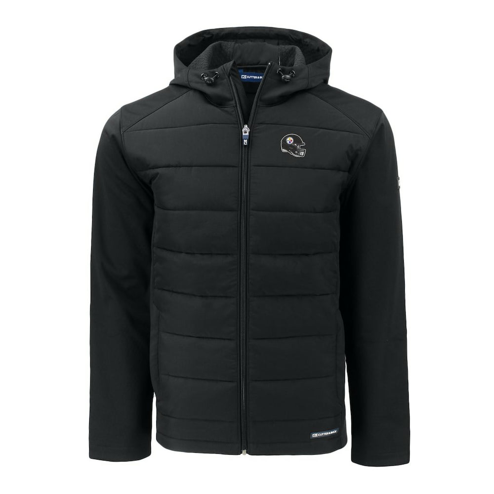Pittsburgh Steelers  Cutter & Buck Helmet Evoke Hybrid Eco Softshell Recycled Full-Zip Hoodie Jacket