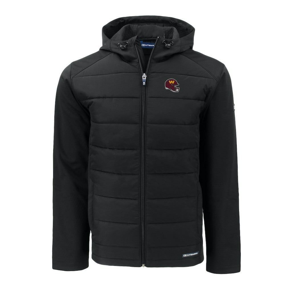 Washington Commanders  Cutter & Buck Helmet Evoke Hybrid Eco Softshell Recycled Full-Zip Hoodie Jacket