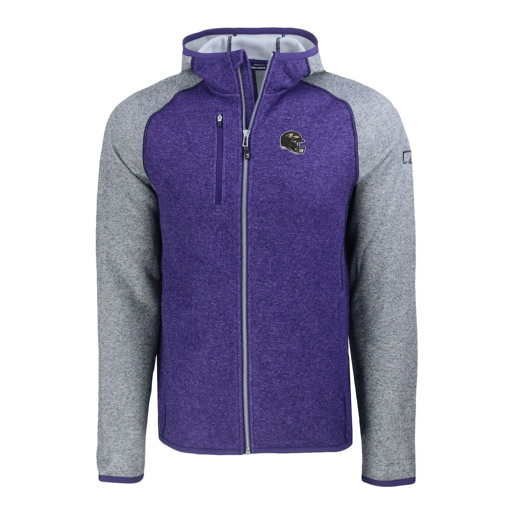 Baltimore Ravens  Cutter & Buck Helmet Mainsail Sweater-Knit Full-Zip Hoodie