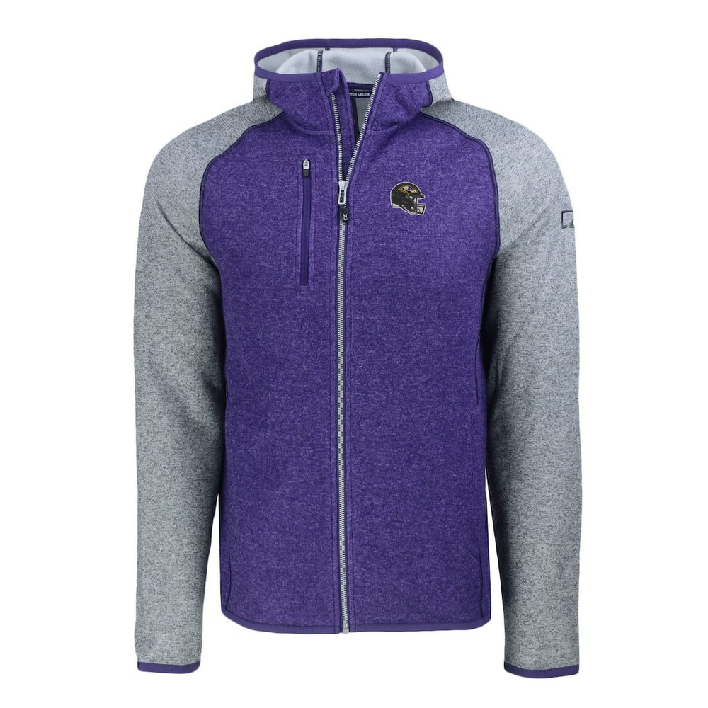 Baltimore Ravens  Cutter & Buck Helmet Mainsail Sweater-Knit Full-Zip Hoodie