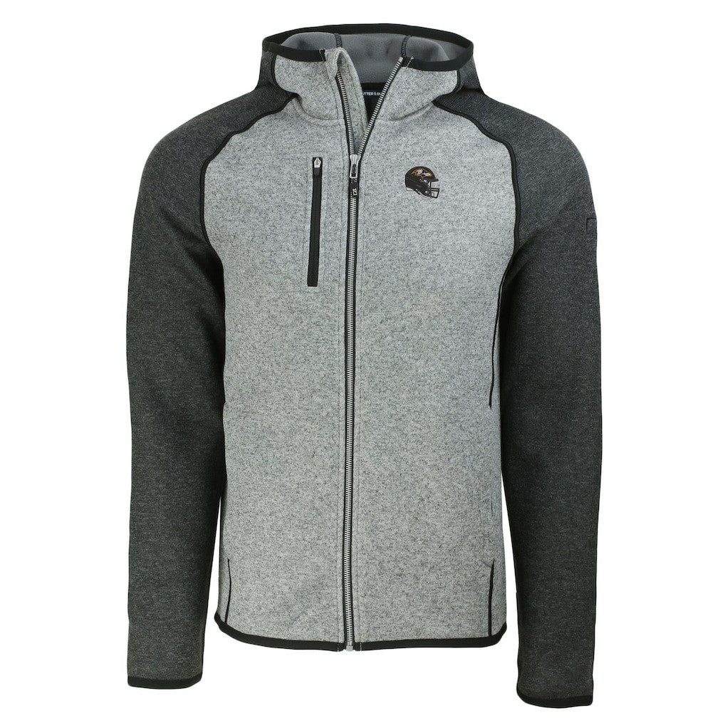 Baltimore Ravens  Cutter & Buck Helmet Mainsail Sweater-Knit Full-Zip Hoodie