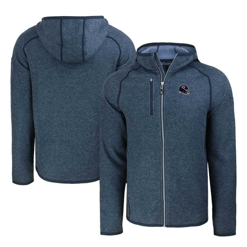 Chicago Bears  Cutter & Buck Helmet Mainsail Sweater-Knit Full-Zip Hoodie