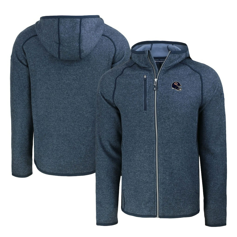 Chicago Bears  Cutter & Buck Helmet Mainsail Sweater-Knit Full-Zip Hoodie