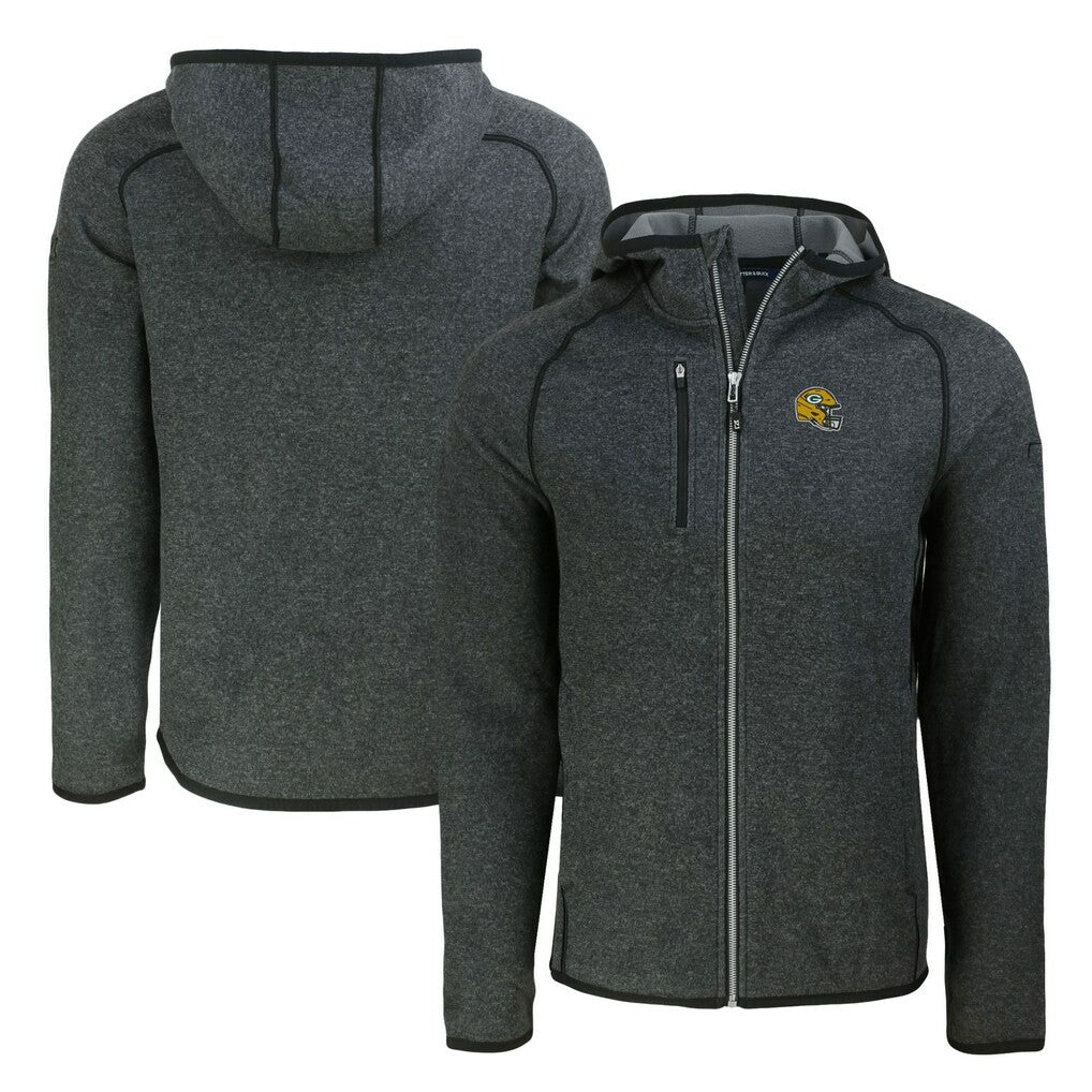 Green Bay Packers  Cutter & Buck Helmet Mainsail Sweater-Knit Full-Zip Hoodie