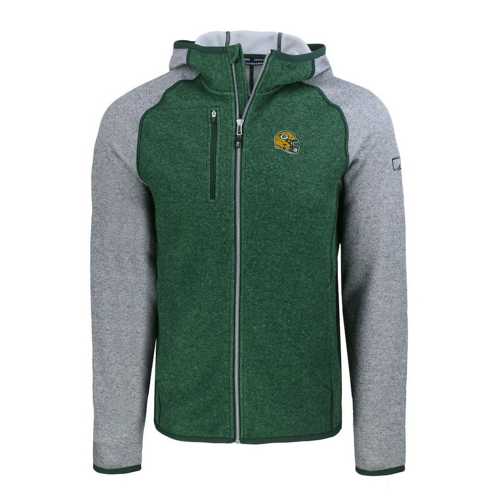 Green Bay Packers  Cutter & Buck Helmet Mainsail Sweater-Knit Full-Zip Hoodie