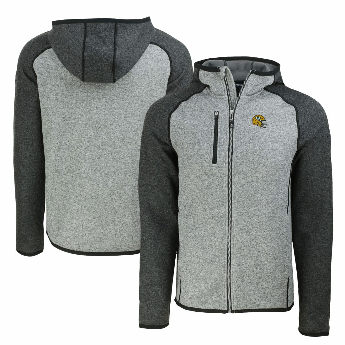 Green Bay Packers  Cutter & Buck Helmet Mainsail Sweater-Knit Full-Zip Hoodie