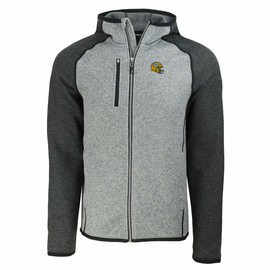 Green Bay Packers  Cutter & Buck Helmet Mainsail Sweater-Knit Full-Zip Hoodie