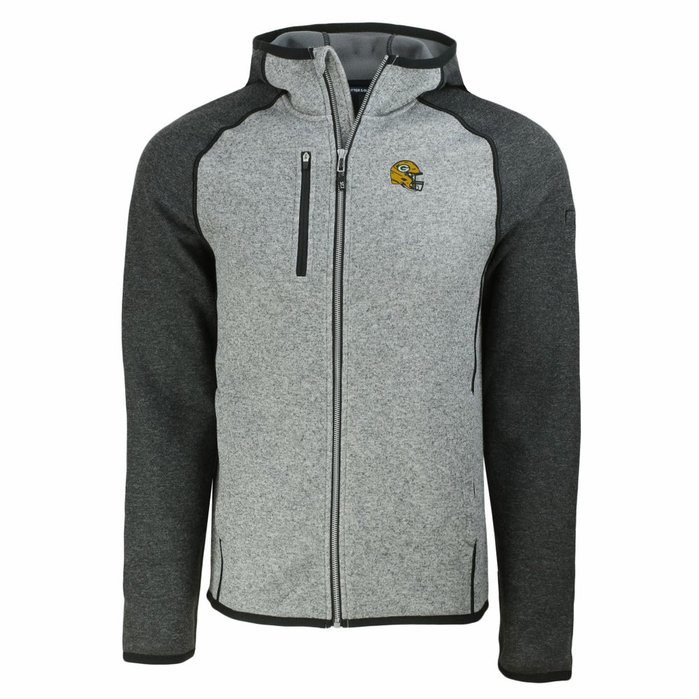 Green Bay Packers  Cutter & Buck Helmet Mainsail Sweater-Knit Full-Zip Hoodie