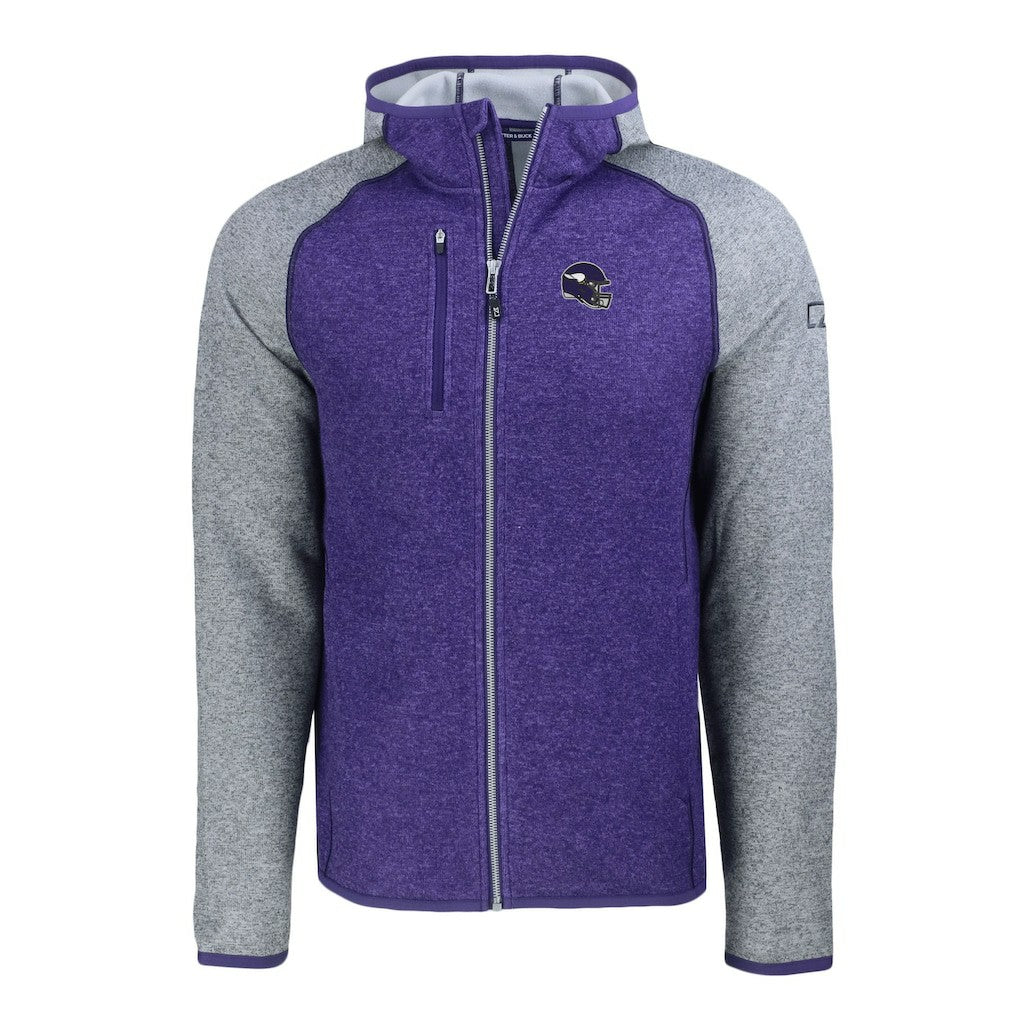 Minnesota Vikings  Cutter & Buck Helmet Mainsail Sweater-Knit Full-Zip Hoodie