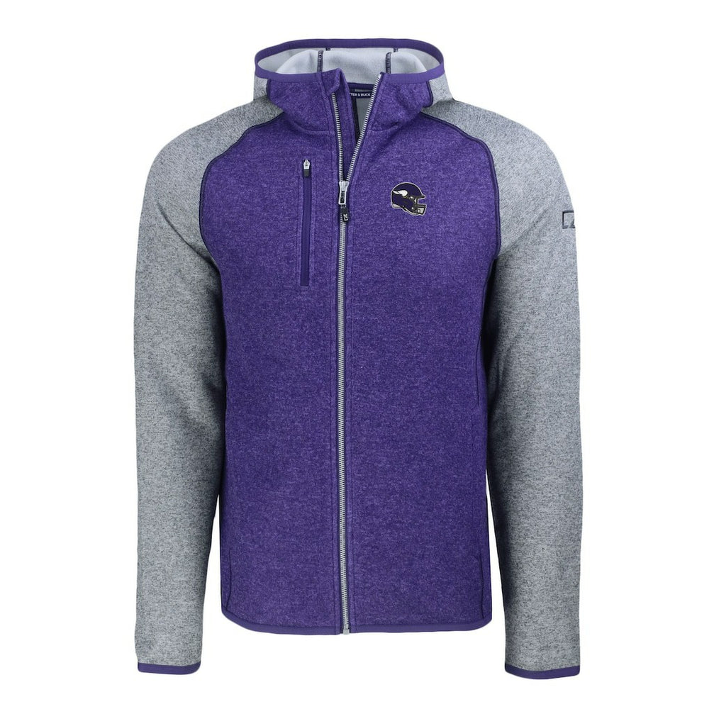 Minnesota Vikings  Cutter & Buck Helmet Mainsail Sweater-Knit Full-Zip Hoodie