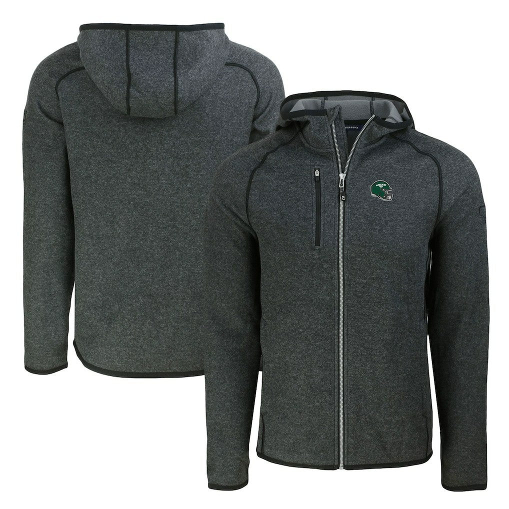 New York Jets  Cutter & Buck Helmet Mainsail Sweater-Knit Full-Zip Hoodie