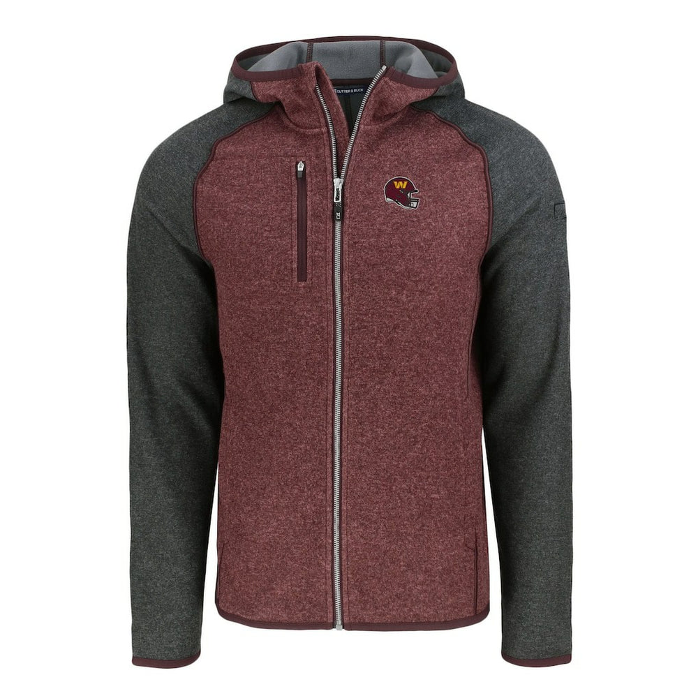 Washington Commanders  Cutter & Buck Helmet Mainsail Sweater-Knit Full-Zip Hoodie